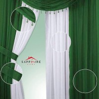 Sapphire Home Window Sheer Curtains - Two Tone 4 Panels Set With Valance And Tiebacks  55