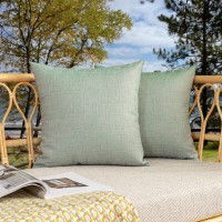 Kevin Textile Pack Of 2 Decorative Outdoor Waterproof Pillow Covers Checkered Garden Cushion Sham Throw Pillowcase Shell For Patio Tent Couch 16X16 Inch Mint