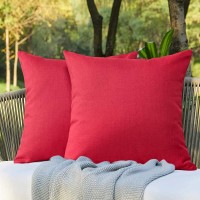 Otostar Outdoor Waterproof Decorative Throw Pillow Covers 18X18 Inches Garden Pillow Covers Square Solid Linen Farmhouse Pillow