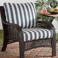 Greendale Home Fashions Outdoor 2-Piece Deep Seat Cushion Set, Gray Stripe