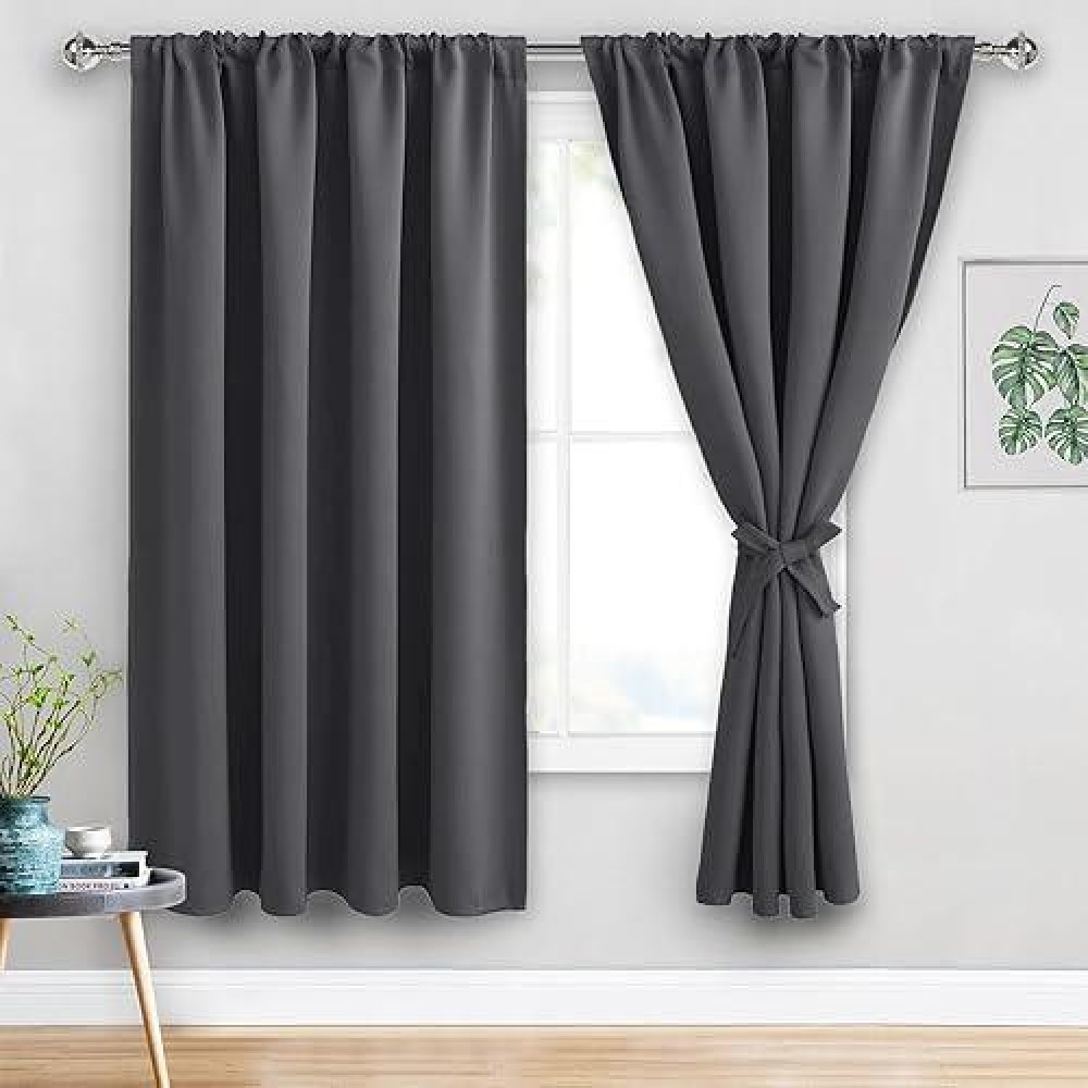 Jiuzhen Blackout Curtains For Bedroom Thermal Insulated Room Darkening Noise Reducing 60 X 63 Inch Length Curtains For Living