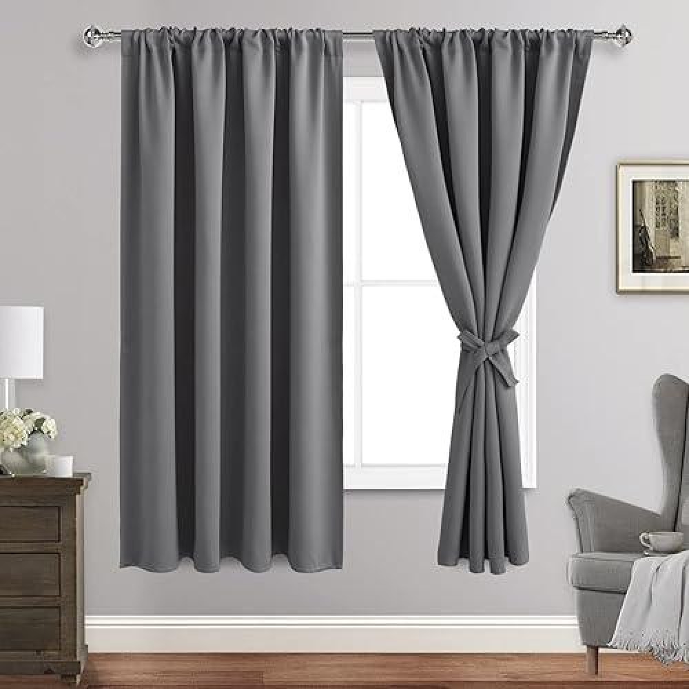 Jiuzhen Blackout Curtains For Bedroom Thermal Insulated Room Darkening Noise Reducing 60 X 63 Inch Length Curtains For Living