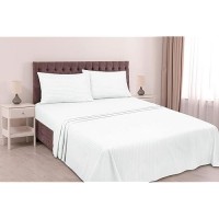 Royale Linen Striped Bed Sheet Set Brushed Microfiber 1800 Bedding 1 Fitted Sheet 1 Flat Sheet 2 Pillow Case 4 Piece Dam