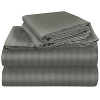 Royale Linens Striped Bed Sheet Set Brushed Microfiber 1800 Bedding 1 Fitted Sheet 1 Flat Sheet 2 Pillowcase Wrinkle F