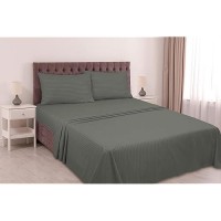 Royale Linens Striped Bed Sheet Set Brushed Microfiber 1800 Bedding 1 Fitted Sheet 1 Flat Sheet 2 Pillowcase Wrinkle F