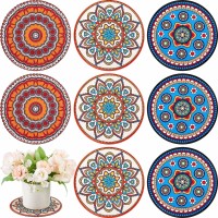 6 Pcs Boho Plant Pot Mat Absorbent Non Slip Pot Plant Pad Round Plant Coaster Mat Gardening Indoor Outdoor Flower Plant Protect