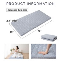 Emoor Foldable Hybrid Futon Mattress, High-Resilience Urethane Foam 150N With Washable Padded Cover, Twin, Tatami Floor Sleeping Mat Pad Topper, Gray