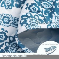 Exclusivo Mezcla Reversible Boho Quilt Set King Size 3 Pieces Damask Blue All Season Bedspreads Ultra Soft Floral Coverlet Bed