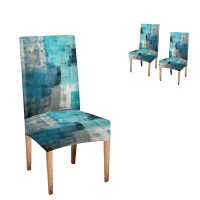 Capsceoll Turquoise Chair Cover Set Of 2 Grey Abstract Art Chair Covers Dining Room Chair Slipcover For Kitchen