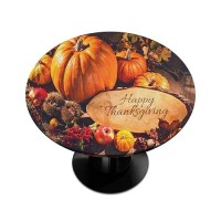 Thanksgiving Docer Round Fitted Tablecloth With Elastic Edge Fall Autumn Pumpkin Round Table Cover Non Slip Table Cloth For Pa