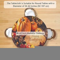 Thanksgiving Docer Round Fitted Tablecloth With Elastic Edge Fall Autumn Pumpkin Round Table Cover Non Slip Table Cloth For Pa