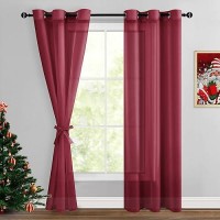 Hiasan Sheer Curtains 84 Inches Long With Tiebacks Lightweight Light Filtering Voile Drapes Extra Long Grommet Window Curtains