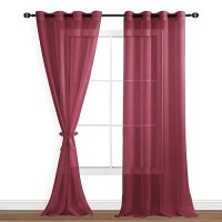 Hiasan Sheer Curtains 96 Inches Long With Tiebacks Lightweight Voile Drapes Extra Long Grommet Window Curtains For Bedroom Liv