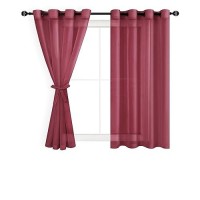 Hiasan Sheer Curtains 54 Inch Length With Tiebacks Grommet Light Filtering Semi Transparent Voile Drapes Grommet Window Curtain