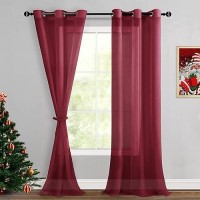 Hiasan Sheer Curtains 96 Inches Long With Tiebacks Lightweight Light Filtering Voile Drapes Extra Long Grommet Window Curtains