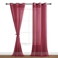 Hiasan Sheer Curtains 96 Inches Long With Tiebacks Lightweight Light Filtering Voile Drapes Extra Long Grommet Window Curtains