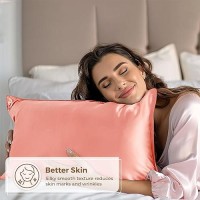 Pure Bedding Satin Pillowcase 2 Pack Queen Size 20X30 Blush Pink Silky Pillow Cases For Hair And Skin Satin Pillow