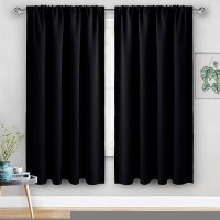 Jiuzhen 70 Inch Wide Black Out Curtains Thermal Insulated Room Darkening Blackout Curtains For Bedroom Living Room Noise Redu