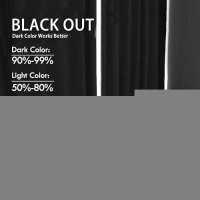 Jiuzhen 70 Inch Wide Black Out Curtains Thermal Insulated Room Darkening Blackout Curtains For Bedroom Living Room Noise Redu