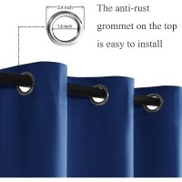 Jiuzhen Classic Blue Blackout Curtains With Tiebacks Thermal Insulated Light Blocking And Noise Reducing Grommet Curtains For A