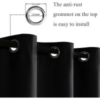 Jiuzhen Black Blackout Curtains With Tiebacks Thermal Insulated Light Blocking And Noise Reducing Grommet Curtains For Bedroo