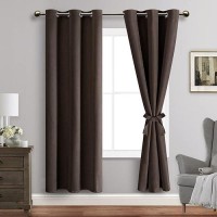 Jiuzhen Brown Blackout Curtains With Tiebacks Thermal Insulated Light Blocking And Noise Reducing Grommet Curtains For Bedroo