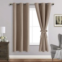 Jiuzhen Taupe Blackout Curtains With Tiebacks Thermal Insulated Light Blocking And Noise Reducing Grommet Curtains For Bedroo