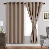 Jiuzhen Taupe Blackout Curtains With Tiebacks Thermal Insulated Light Blocking And Noise Reducing Grommet Curtains For Bedroo