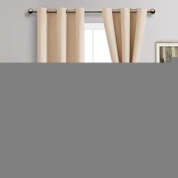 Jiuzhen Beige Blackout Curtains With Tiebacks Thermal Insulated Light Blocking And Noise Reducing Grommet Curtains For Bedroo