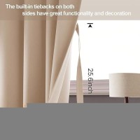 Jiuzhen Beige Blackout Curtains With Tiebacks Thermal Insulated Light Blocking And Noise Reducing Grommet Curtains For Bedroo