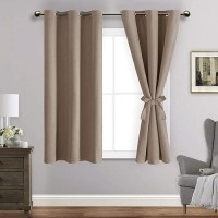 Jiuzhen Taupe Blackout Curtains With Tiebacks Thermal Insulated Light Blocking And Noise Reducing Grommet Curtains For Bedroo