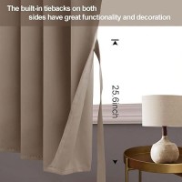 Jiuzhen Taupe Blackout Curtains With Tiebacks Thermal Insulated Light Blocking And Noise Reducing Grommet Curtains For Bedroo