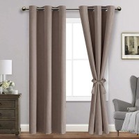 Jiuzhen Tan Blackout Curtains With Tiebacks Thermal Insulated Light Blocking And Noise Reducing Grommet Curtains For Bedroom