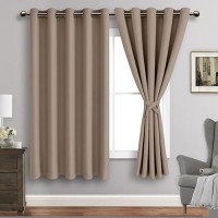 Jiuzhen Taupe Blackout Curtains With Tiebacks Thermal Insulated Light Blocking And Noise Reducing Grommet Curtains For Bedroo