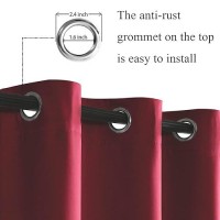 Jiuzhen Red Blackout Curtains With Tiebacks Thermal Insulated Light Blocking And Noise Reducing Grommet Curtains For Bedroom