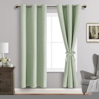 Jiuzhen Light Green Blackout Curtains With Tiebacks Thermal Insulated Light Blocking And Noise Reducing Grommet Curtains For An