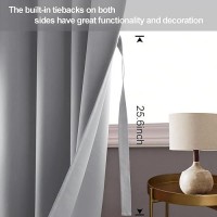 Jiuzhen Silver Grey Blackout Curtains With Tiebacks Thermal Insulated Light Blocking And Noise Reducing Grommet Curtains For An