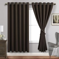 Jiuzhen Brown Blackout Curtains With Tiebacks Thermal Insulated Light Blocking And Noise Reducing Grommet Curtains For Bedroo