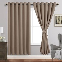 Jiuzhen Taupe Blackout Curtains With Tiebacks Thermal Insulated Light Blocking And Noise Reducing Grommet Curtains For Bedroo