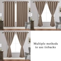 Jiuzhen Taupe Blackout Curtains With Tiebacks Thermal Insulated Light Blocking And Noise Reducing Grommet Curtains For Bedroo