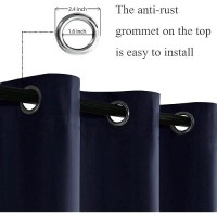 Jiuzhen Navy Blackout Curtains With Tiebacks Thermal Insulated Light Blocking And Noise Reducing Grommet Curtains For Bedroom