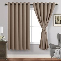 Jiuzhen Taupe Blackout Curtains With Tiebacks Thermal Insulated Light Blocking And Noise Reducing Grommet Curtains For Bedroo