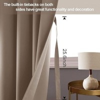 Jiuzhen Taupe Blackout Curtains With Tiebacks Thermal Insulated Light Blocking And Noise Reducing Grommet Curtains For Bedroo