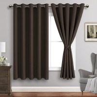 Jiuzhen Brown Blackout Curtains With Tiebacks Thermal Insulated Light Blocking And Noise Reducing Grommet Curtains For Bedroo