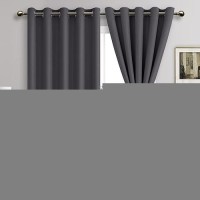 Jiuzhen Dark Grey Blackout Curtains With Tiebacks Thermal Insulated Light Blocking And Noise Reducing Grommet Curtains For Bedr