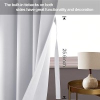 Jiuzhen Greyish White Blackout Curtains With Tiebacks Thermal Insulated Light Blocking And Noise Reducing Grommet Curtains For