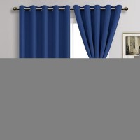 Jiuzhen Classic Blue Blackout Curtains With Tiebacks Thermal Insulated Light Blocking And Noise Reducing Grommet Curtains For A