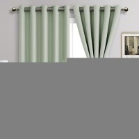 Jiuzhen Light Green Blackout Curtains With Tiebacks Thermal Insulated Light Blocking And Noise Reducing Grommet Curtains For An