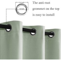 Jiuzhen Light Green Blackout Curtains With Tiebacks Thermal Insulated Light Blocking And Noise Reducing Grommet Curtains For An