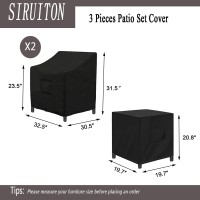 Siruiton 3 Piece Outdoor Veranda Patio Garden Furniture Cover Set With 420D Durable And Water Resistant Fabric,Fit For Outdoor Wicker Patio Furniture Sets/Rattan Chair Conversation Sets-Balck